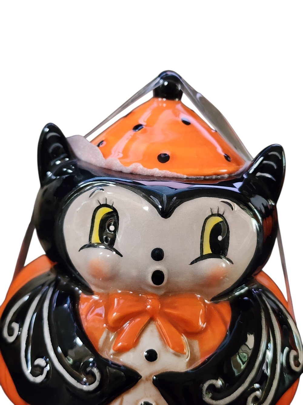 Johanna Parker - Transpac - Black & Orange - Small Halloween Owl Jar - Picture 2 of 8